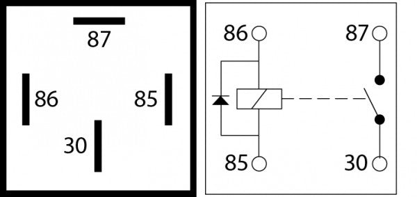 Relay 4-pin 12v 40A Open/Diode - 