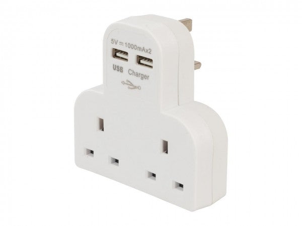 13A Mains Adaptor with Dual USB Ports - 