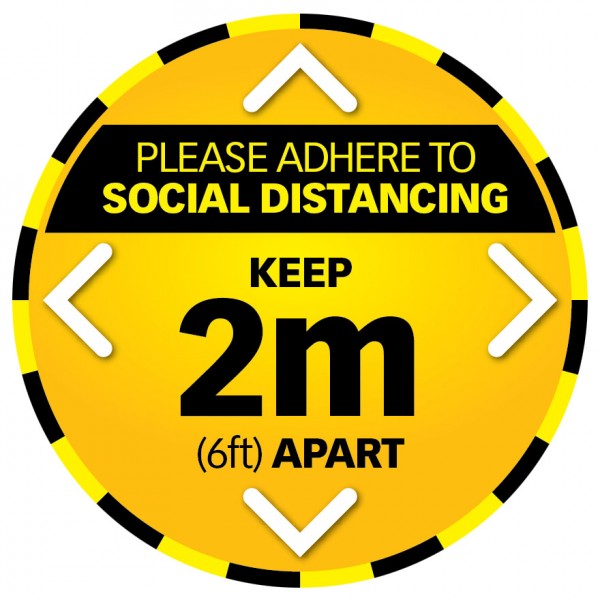 Social Distance Warning Circle - Yellow/Black (Qty 5) - 