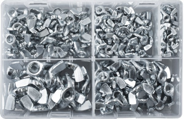 Assorted Steel Wing Nuts M5-M12 BZP - Qty 200 -