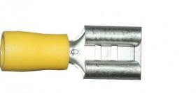 Yellow Female Spade 9.5mm Electrical Connectors | Qty: 100 - 