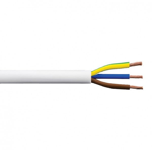 3 Core White Flex Cable (50m Roll) - 