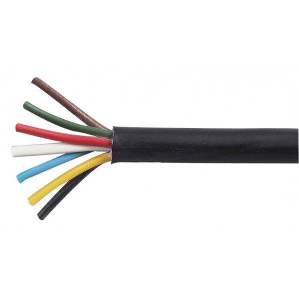 7 Core Auto Cable, Black Outer - 30m Roll - 