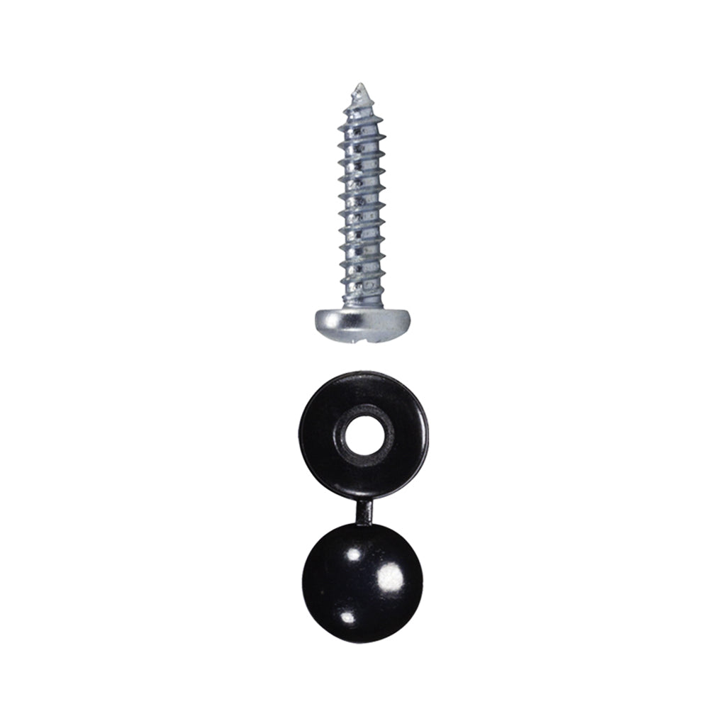 Number Plate Screws & Black Hinged Flip Top | Qty 100 - 