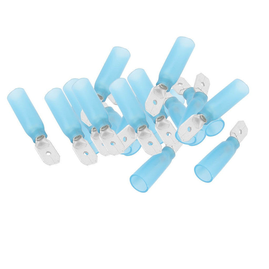 Blue Male Spade Heatshrink Electrical Connectors  6.3mm | Qty: 25 - 