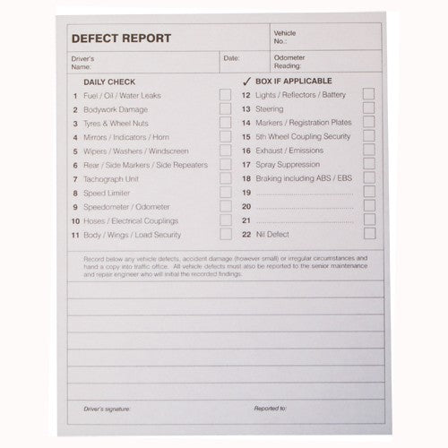 Defect Book (50 Page)  Tachographs - 