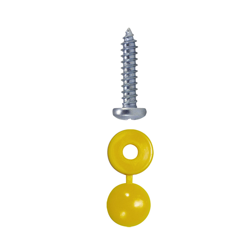 Number Plate Screws & Yellow Hinged Flip Top | Qty 100 - 