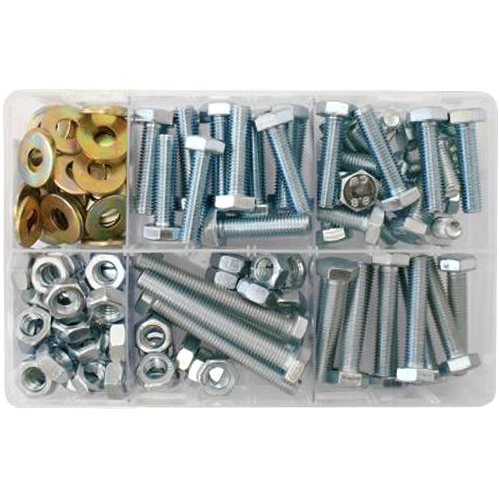 Assorted Box of M10 Hardware - Setscrews, Nuts & Flat Washers | Qty: 150 - 