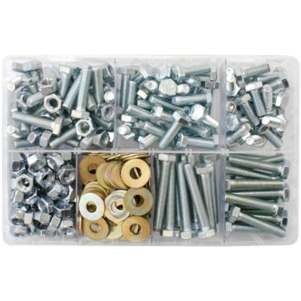 Assorted M8 Hardware Pack - Setscrews, Nuts & Flat Washers | Qty: 310 - 