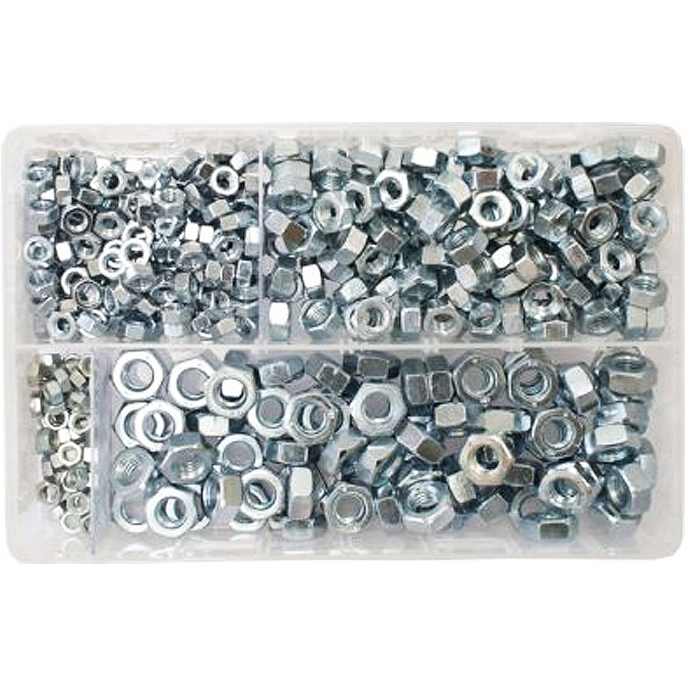 Assorted Steel Nuts M5-M10 BZP | Qty: 450 - 