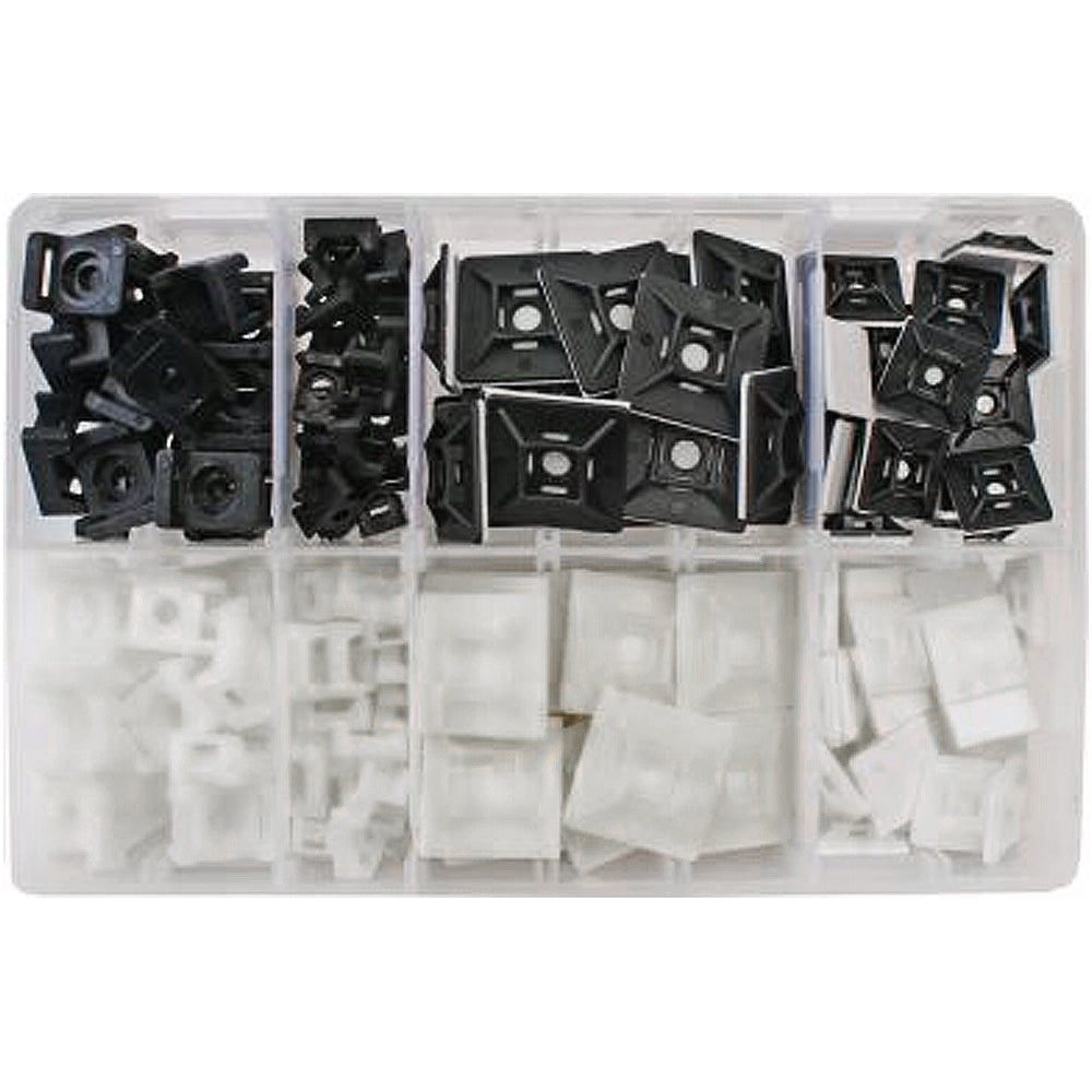 Assorted Adhesive Cable Ties Anchor/Bases (180) - 