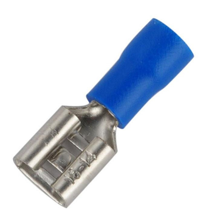 Buy Blue Female Spade 6.3mm Electrical Connectors  | Qty: 100 -  for sale