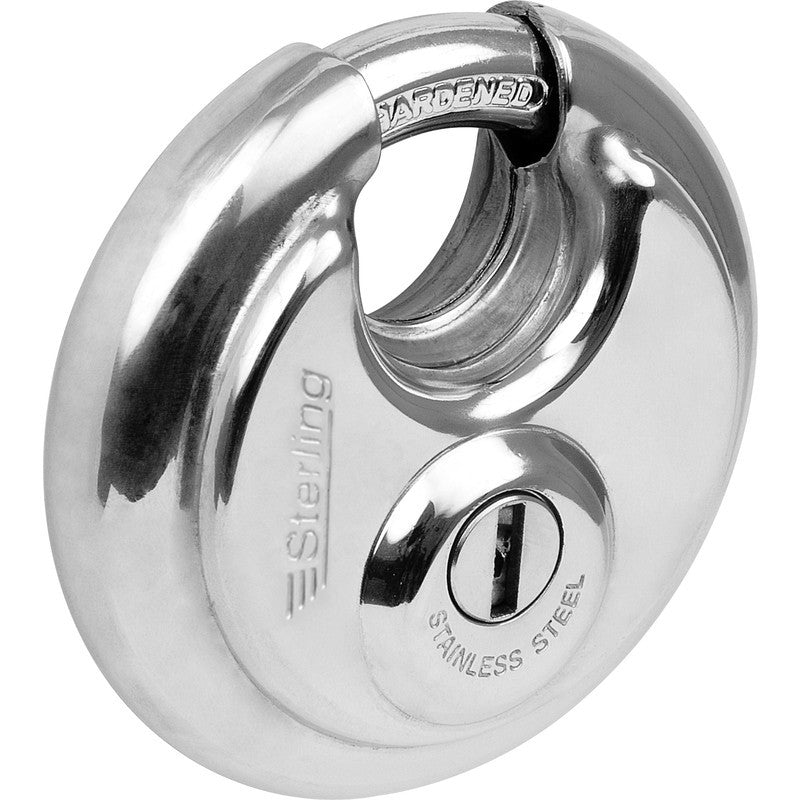 Stainless Steel Disc Padlock 70mm - 2 keys - 