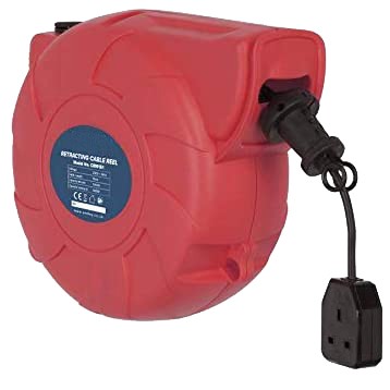 Wall Mountable, Self Retracting 230v Extension Cable Reel - 