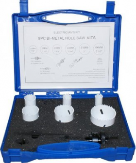 Electricians Bi-Metal Hole Saw Kit | 9 Piece - 