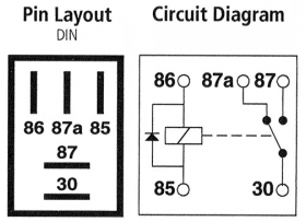 Micro Relay 5 Pin, 12v, 20A - with Diode - 