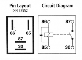 Micro Relay 4 Pin, 12v 20A | w/ Diode - 