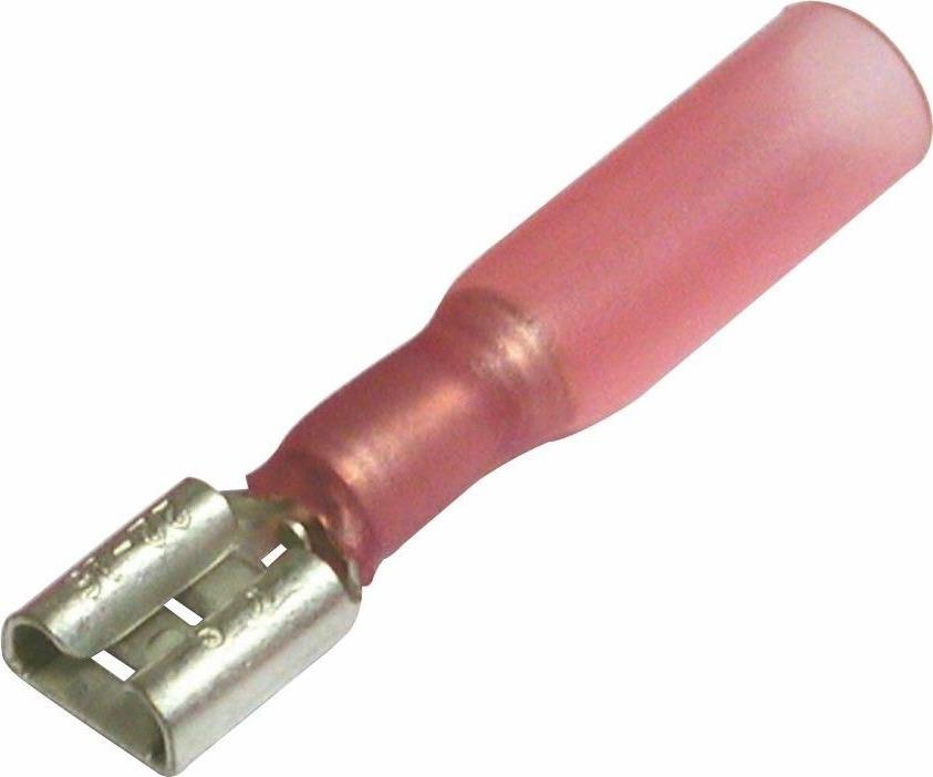 Red Female Spade 6.3mm Heat Shrink | Qty: 25 - 