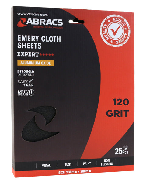 Emery Sheets - 120 Grit Fine | Qty 25 - 