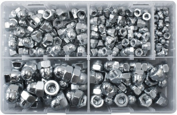 Assorted Steel Dome Nuts M5-M12 BZP - Qty 250 - 