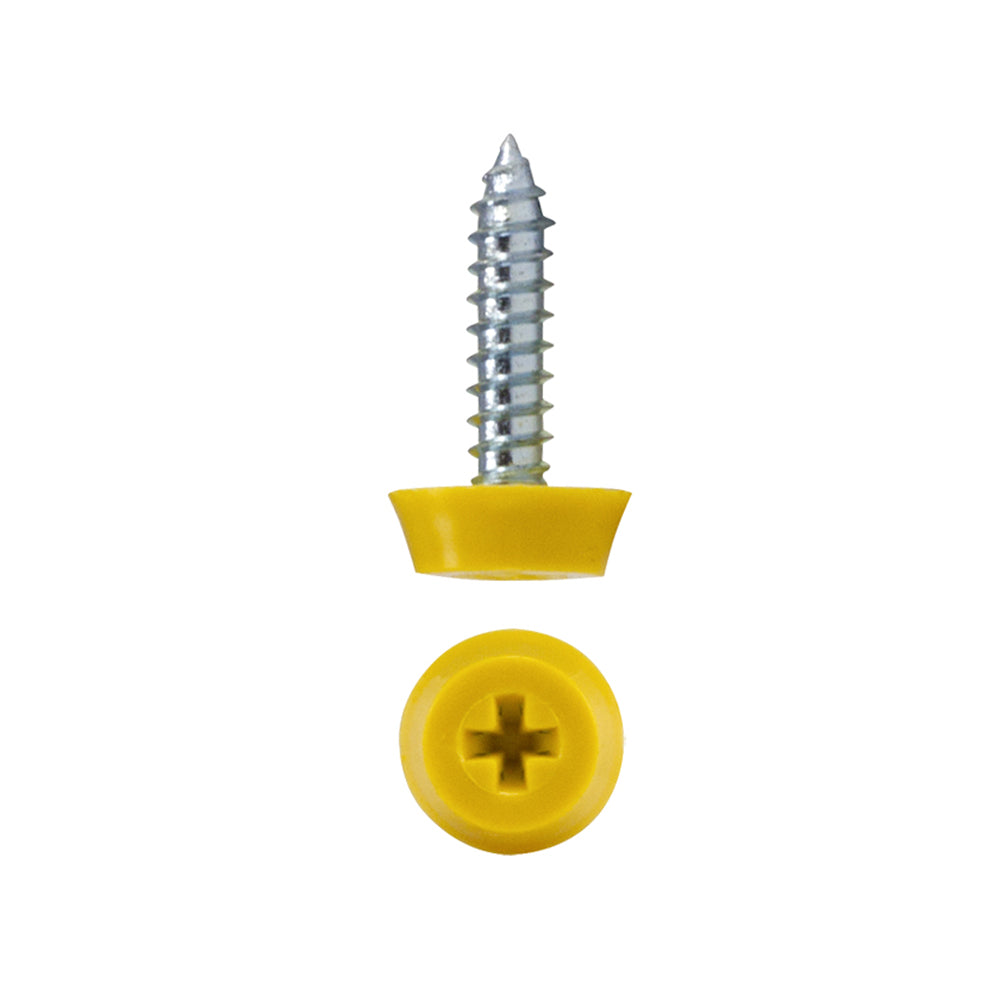 Number Plate Screws - Yellow Moulded Head | Qty 100 - 